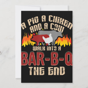 Cartes Pour Fêtes Annuelles Drôle Cochon Poulet Barre de Vache B Q Barbecue Ch