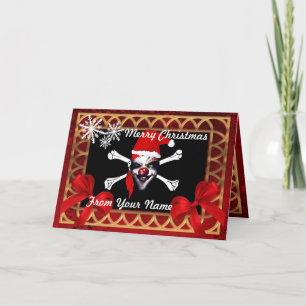 Cartes Pour Fêtes Annuelles Drôle crâne pirate père Noël personnalisées Noël