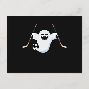Cartes Pour Fêtes Annuelles Drôle de Boo jouant au hockey sur glace Halloween 