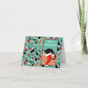 Cartes Pour Fêtes Annuelles drôle de chat et bas customisé