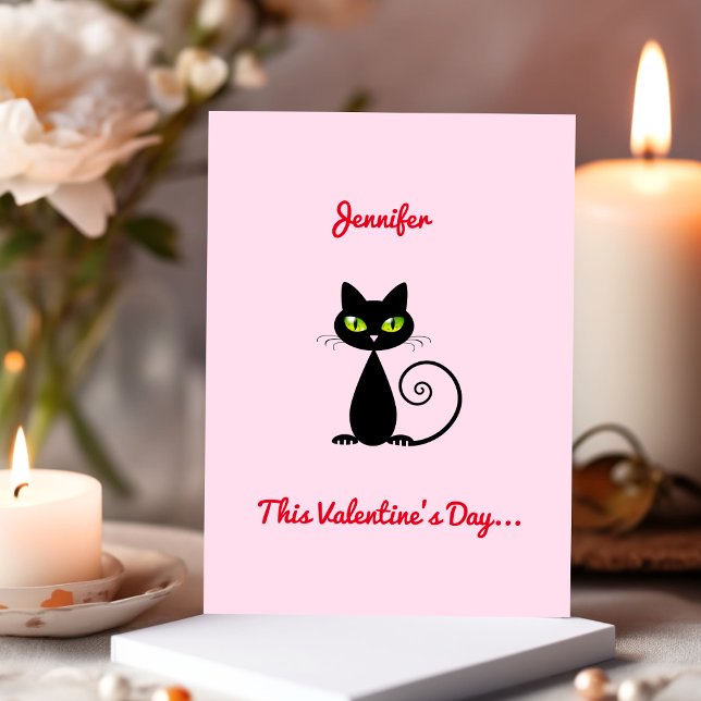 Cartes Pour Fêtes Annuelles Drôle de chat noir mignon pour la Saint-Valentin a (Créateur téléchargé)
