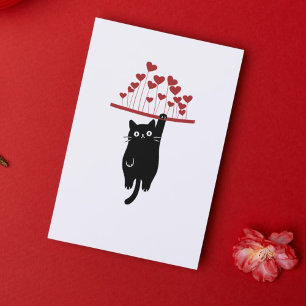 Cartes Pour Fêtes Annuelles Drôle de chat noir qui traîne pour la Saint-Valent
