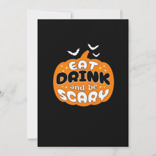 Cartes Pour Fêtes Annuelles Drôle de citrouille d'Halloween Manger Boire Et Êt