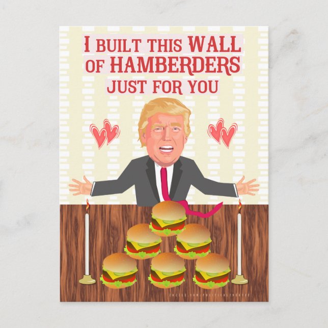 Cartes Pour Fêtes Annuelles Drôle Donald Trump Hamberders Wall Saint-Valentin (Devant)