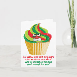 Cartes Pour Fêtes Annuelles Drôle en colère à Père Noël Cupcake Noël