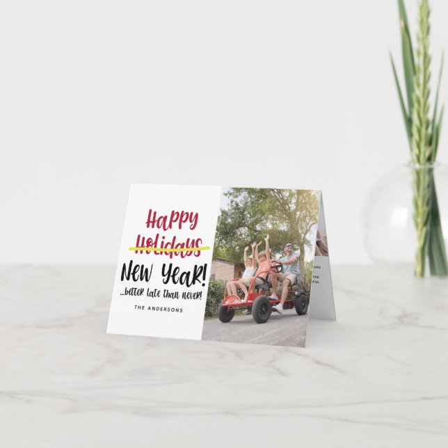 Cartes Pour Fêtes Annuelles Drôle fin heureux photo du Nouvel An (Devant)