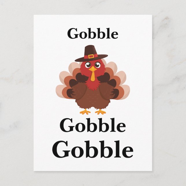 Cartes Pour Fêtes Annuelles Drôle Gobble Thanksgiving mignon Minimaliste Turqu (Devant)