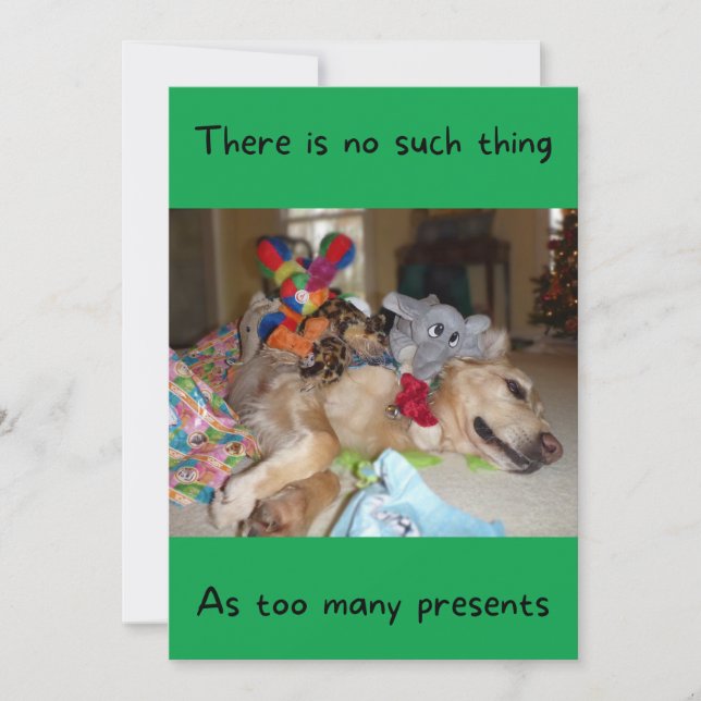 Cartes Pour Fêtes Annuelles Drôle Golden Retriever avec beaucoup de jouets Noë (Devant)