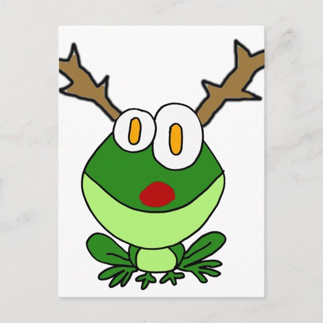 Cartes Pour Fêtes Annuelles Drôle grenouille de Noël en rennes (Devant)