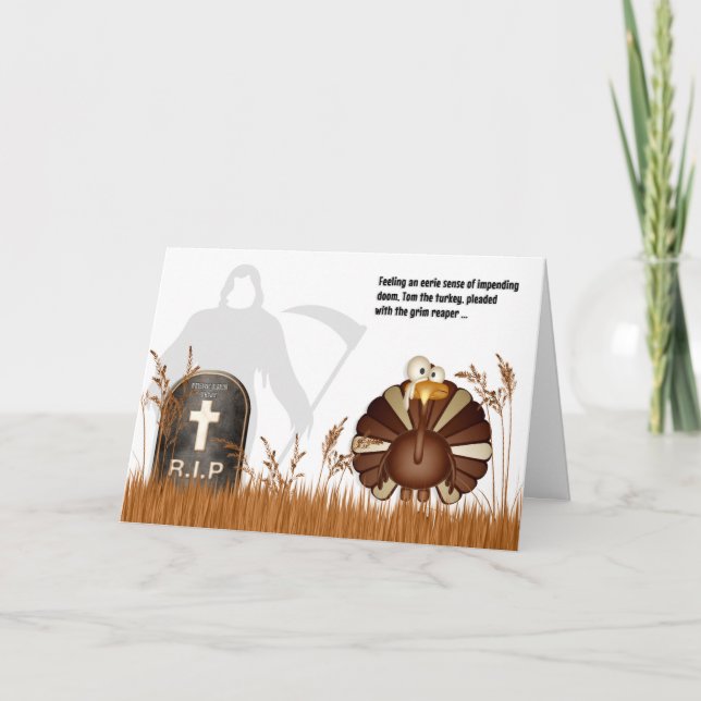 Cartes Pour Fêtes Annuelles Drôle Grim Reaper Tom la Turquie Thanksgiving (Devant)