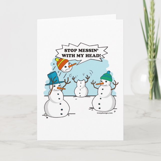 Cartes Pour Fêtes Annuelles Drôle hiver Snowmen Cartoon Joke (Devant)