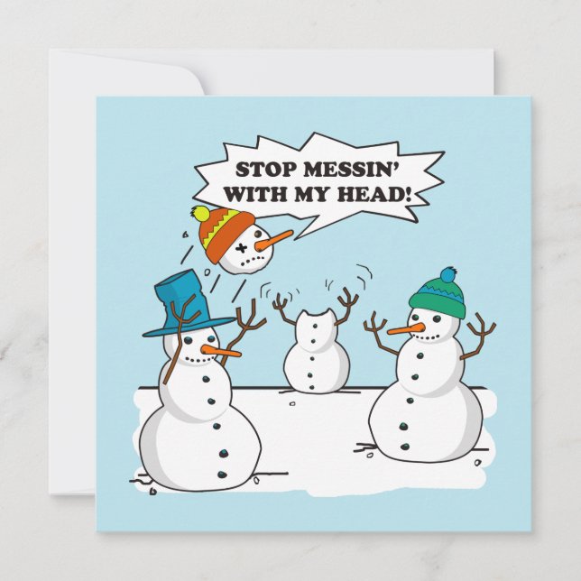 Cartes Pour Fêtes Annuelles Drôle hiver Snowmen Dessin Plat (Devant)
