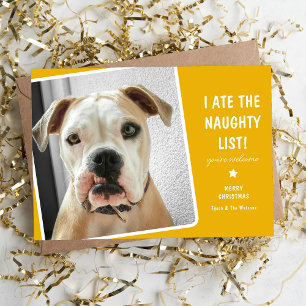 Cartes Pour Fêtes Annuelles Drôle "J'ai mangé la Liste Vilain" Chien Mignon