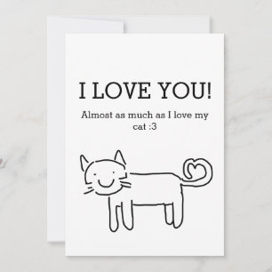 Cartes Pour Fêtes Annuelles Drôle J'aime mon chat Saint Valentin