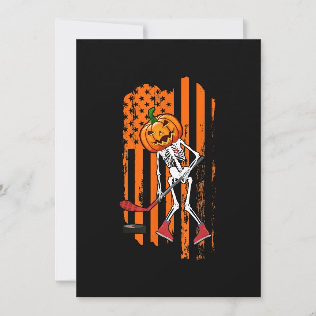 Cartes Pour Fêtes Annuelles Drôle Joueur de hockey fan cadeau Skeleton Hallowe (Devant)