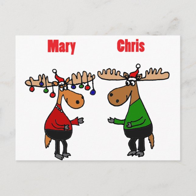 Cartes Pour Fêtes Annuelles Drôle joyeux Cartoon Christmoose (Devant)