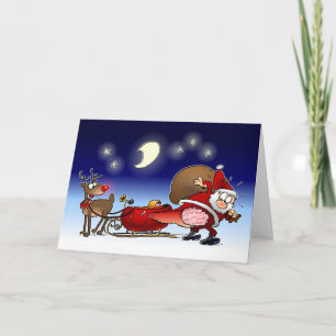 Cartes Pour Fêtes Annuelles Drôle Joyeux Cartoon de Noël Père Noël Et Rudolph