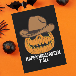 Cartes Pour Fêtes Annuelles Drôle Joyeux Halloween à tous Cowboy Citrouille