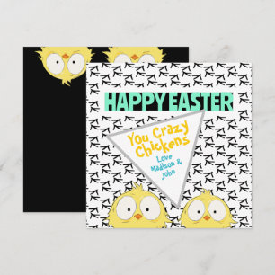 Cartes Pour Fêtes Annuelles Drôle "Joyeux Pâques, poules folles" Pâques