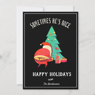 Cartes Pour Fêtes Annuelles Drôle Joyeux Vacances Salutation Naughty Père Noël