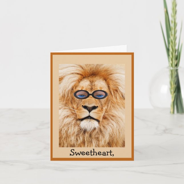 Cartes Pour Fêtes Annuelles Drôle Lion Valentine's (Devant)