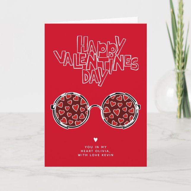 Cartes Pour Fêtes Annuelles Drôle lunettes rouges coeur valentine petit ami ca (Devant)