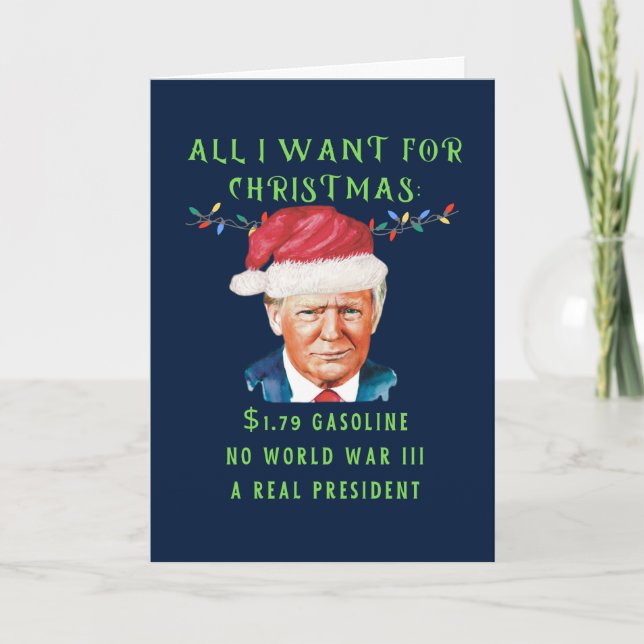 Cartes Pour Fêtes Annuelles Drôle MAGA conservateur Donald Trump Anti-Biden (Devant)