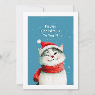 Cartes Pour Fêtes Annuelles Drôle Meowy Chat Cute Christmas Card