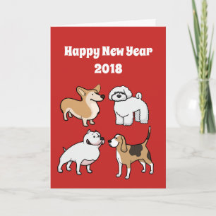 Cartes Pour Fêtes Annuelles Drôle mignon Bonne année du chien 2018