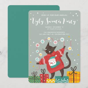 Cartes Pour Fêtes Annuelles Drôle mignon chat laide fête de Noël