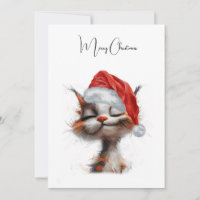 Drôle mignon comique Whimsical Chat Joyeux Noël