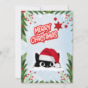 Cartes Pour Fêtes Annuelles Drôle mignon comique Whimsical Chat Joyeux Noël