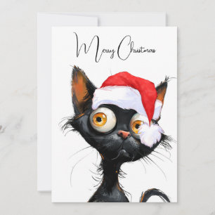 Cartes Pour Fêtes Annuelles Drôle mignon comique Whimsical Chat Joyeux Noël