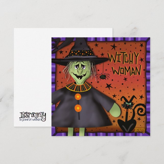 Cartes Pour Fêtes Annuelles Drôle mignon femme cuisine Inspirivity Halloween (Devant / Derrière)