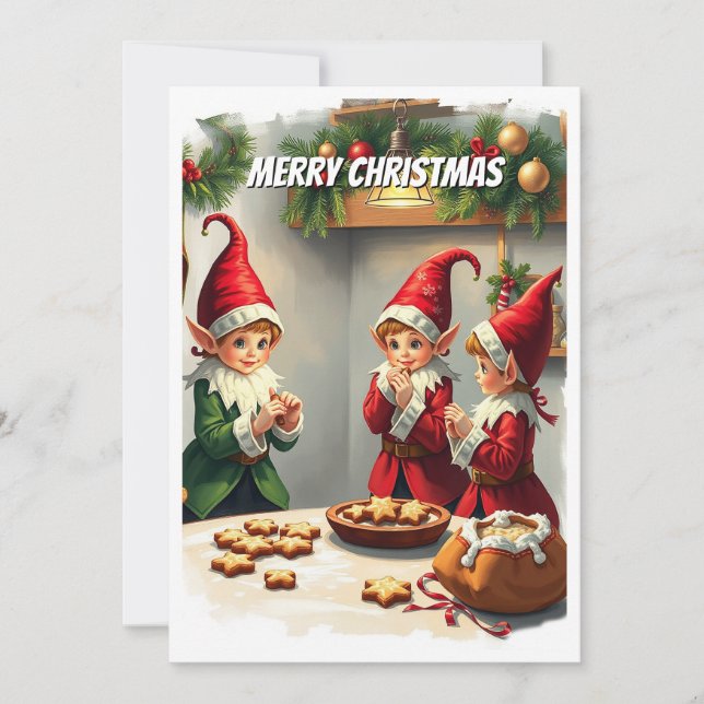 Cartes Pour Fêtes Annuelles Drôle mignon Festive Whimsical Gnomes de Noël (Devant)