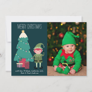 Cartes Pour Fêtes Annuelles Drôle mignon Noël Vert Elf Arbre Cadeaux Photo