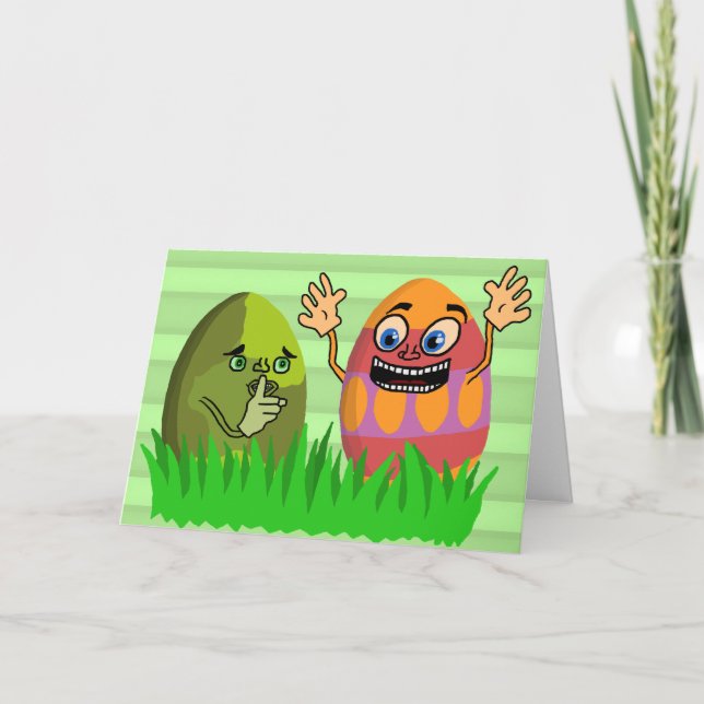 Cartes Pour Fêtes Annuelles Drôle mignon OEufs de Pâques Dessin (Devant)