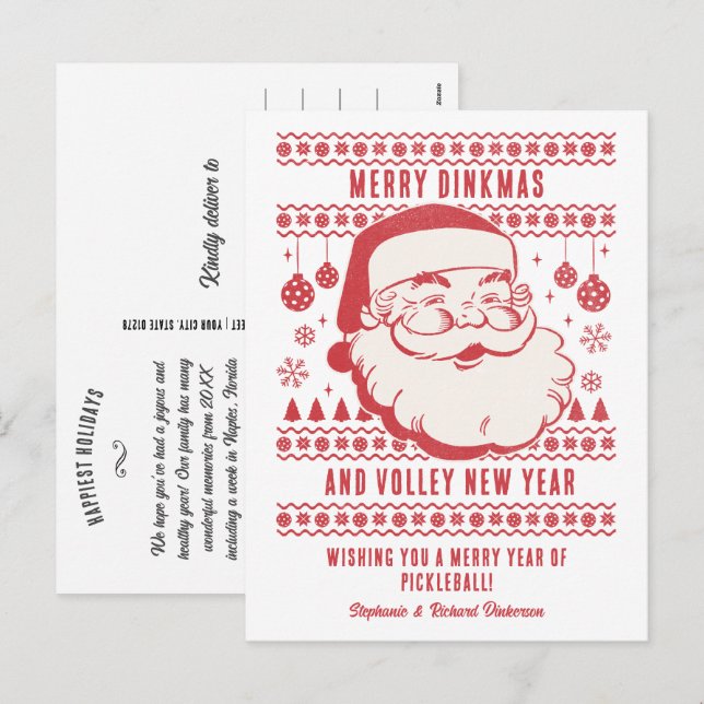 Cartes Pour Fêtes Annuelles Drôle moche Sweat de Noël Custom Pickleball (Devant / Derrière)