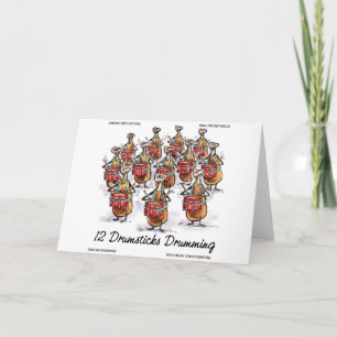 Cartes Pour Fêtes Annuelles Drôle Noël 12 Tambours Drumming Cadeaux & Tee