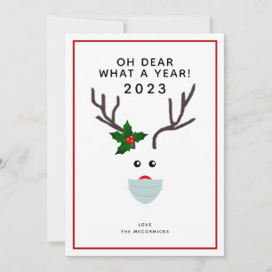 Cartes Pour Fêtes Annuelles Drôle Noël 2021 Les rennes portent un masque facia
