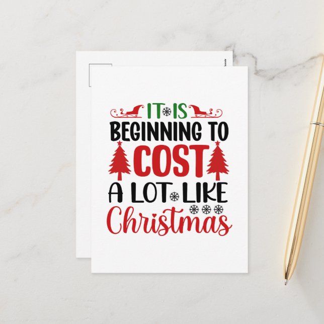 Cartes Pour Fêtes Annuelles Drôle Noël coût mot art (Devant/Arrière en situation)