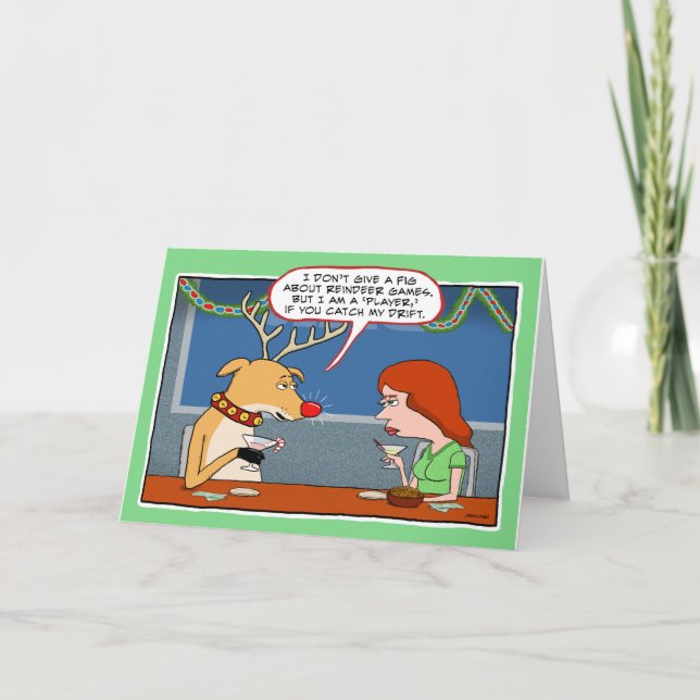 Cartes Pour Fêtes Annuelles Drôle Noël des rennes ivres (Devant)