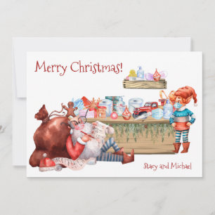 Cartes Pour Fêtes Annuelles Drôle Noël Liste Père Noël Workshop Covid 2021