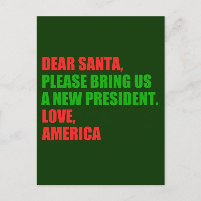 Cartes Pour Fêtes Annuelles Drôle nouveau président politique pour Noël (Devant)