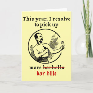 Cartes Pour Fêtes Annuelles Drôle Nouvel An Résolution Retro Bière Boisson