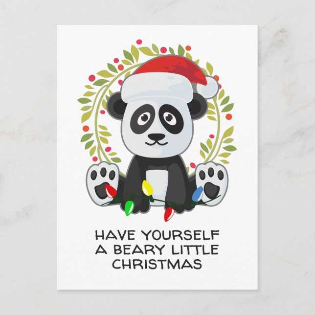 Cartes Pour Fêtes Annuelles Drôle Panda de chansons de Noël (Devant)