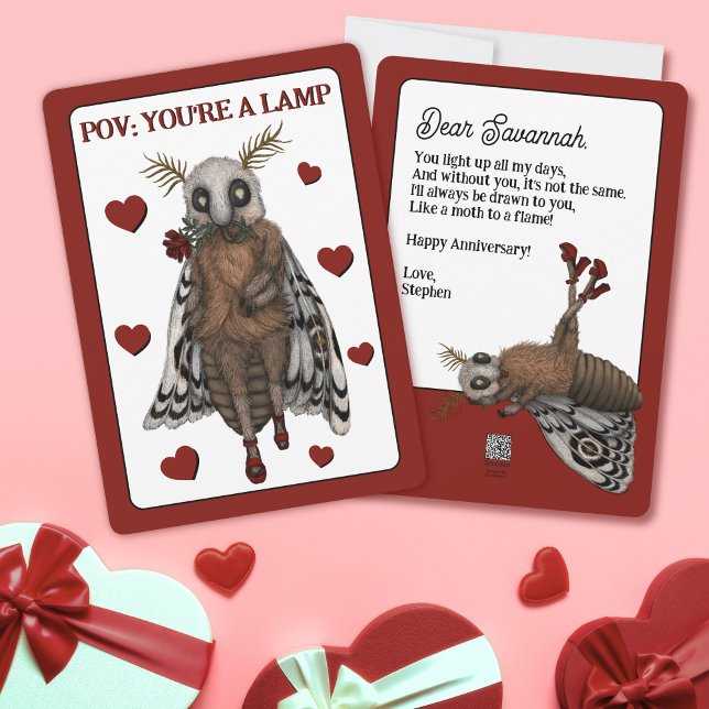 Cartes Pour Fêtes Annuelles Drôle Papillon Rouge Romantique vers une Flamme An (Créateur téléchargé)