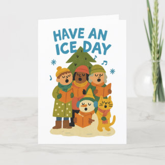 Cartes Pour Fêtes Annuelles Drôle « Passez une journée glacée » Nom de famille