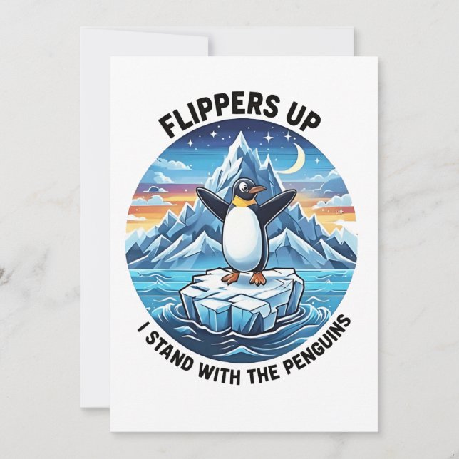 Cartes Pour Fêtes Annuelles Drôle Penguin Résiste À La Manifestation Contre Le (Devant)