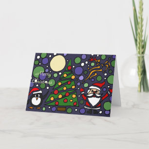Cartes Pour Fêtes Annuelles Drôle Père Noël et Penguin Christmas Art